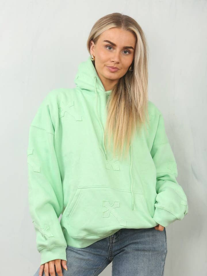 OVERSIZED CRUCIFIX CROSS EMBROIDERED HOODIE for wholesale by justyouroutfit