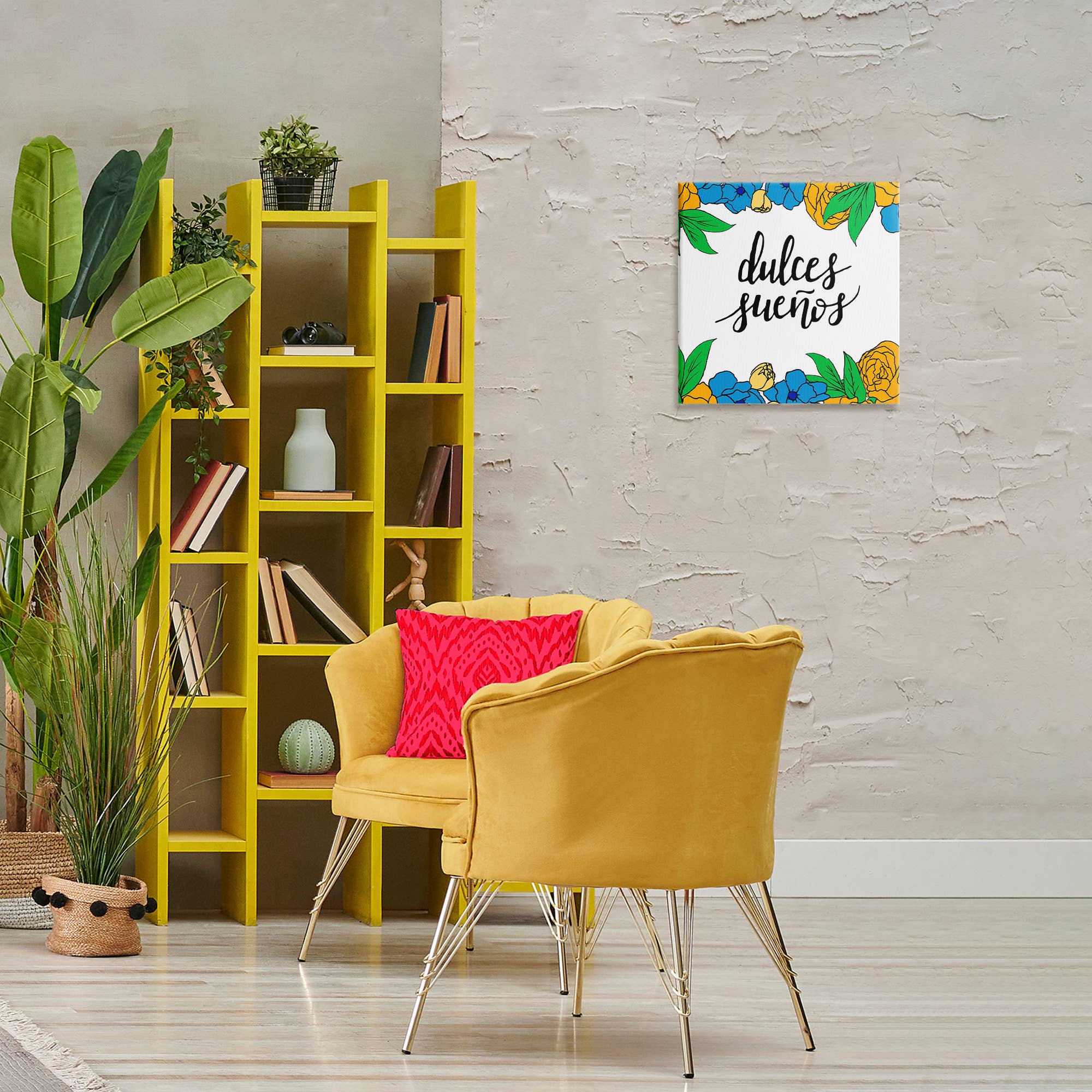 Stupell Industries - Vendita all'ingrosso Decorazione da parete - Bambini e neonati - Decorazione da parete su tela Dulces Sueños Flores Tropicales1