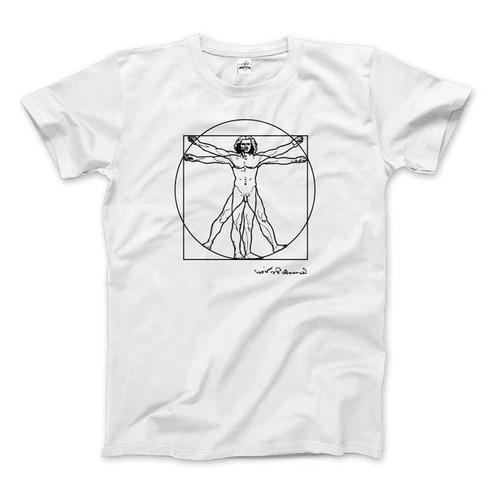 Art-O-Rama Shop - Wholesale Screen Printed T-Shirt - Unisex - Leonardo Da Vinci, Vitruvian Man Sketch T-Shirt3