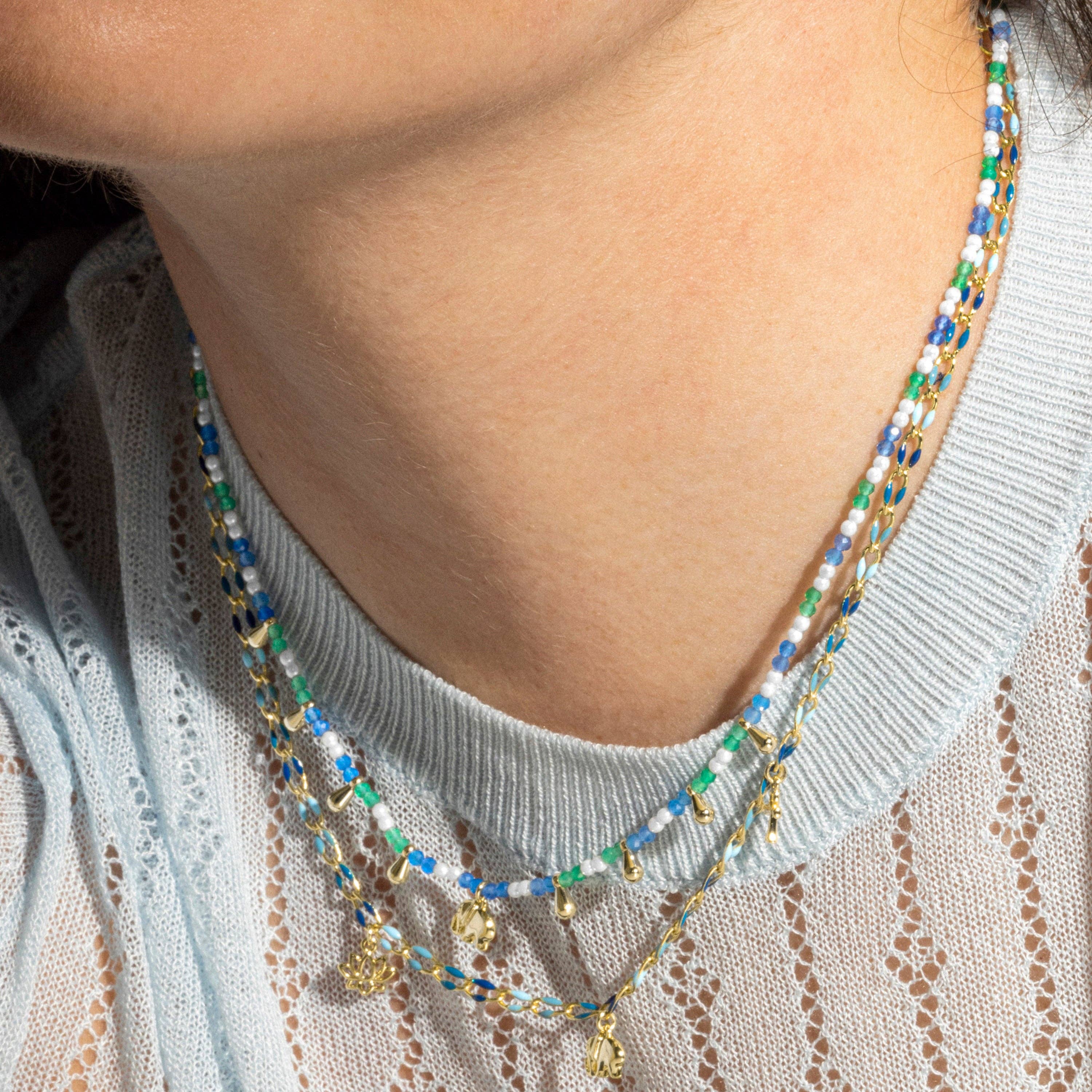 Luxenter – wholesale Choker/Krage – Halsband i 925 Sterling Silver och Blå Lack med 18k Guldplätering - Shione3