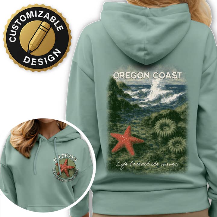 Oregon Coast Hoodie – Aanpasbaar Getijdenpoel Natuurontwerp voor wholesale door Textile Graphix