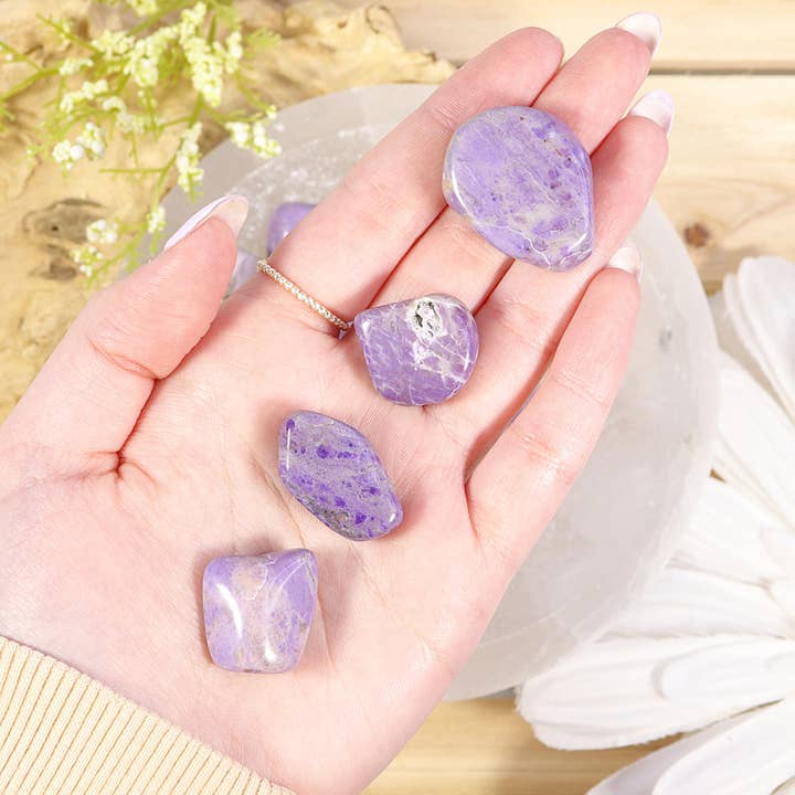 Natures Artifacts Inc - Wholesale Spiritual Stone/Crystal - 1/4 lb Purple Jade Tumbled Stones - Lavender Jade1