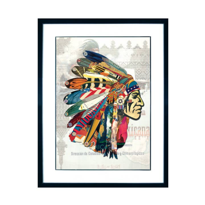 3D Collage Art | Indian Chief (24"x32") for wholesale by Canterbury Lane