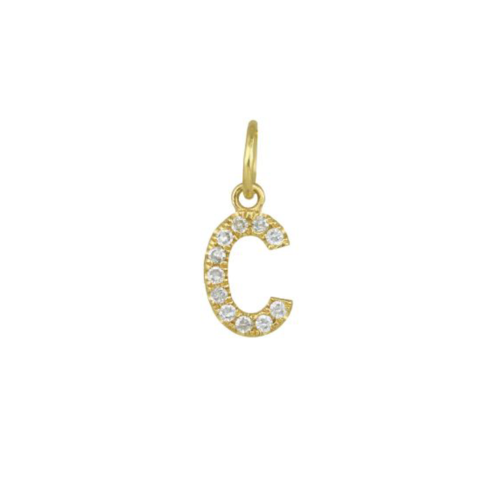 Ashley Schenkein Jewelry Design - Wholesale Pendant/Charm Necklace - Diamond Initial Charm 14K Yellow Gold Necklace5