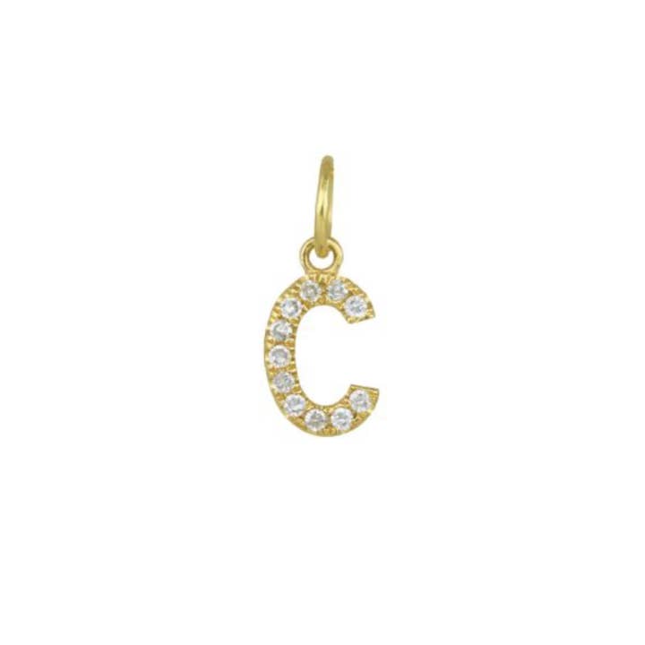 Ashley Schenkein Jewelry Design - Wholesale Pendant/Charm Necklace - Diamond Initial Charm 14K Yellow Gold Necklace5