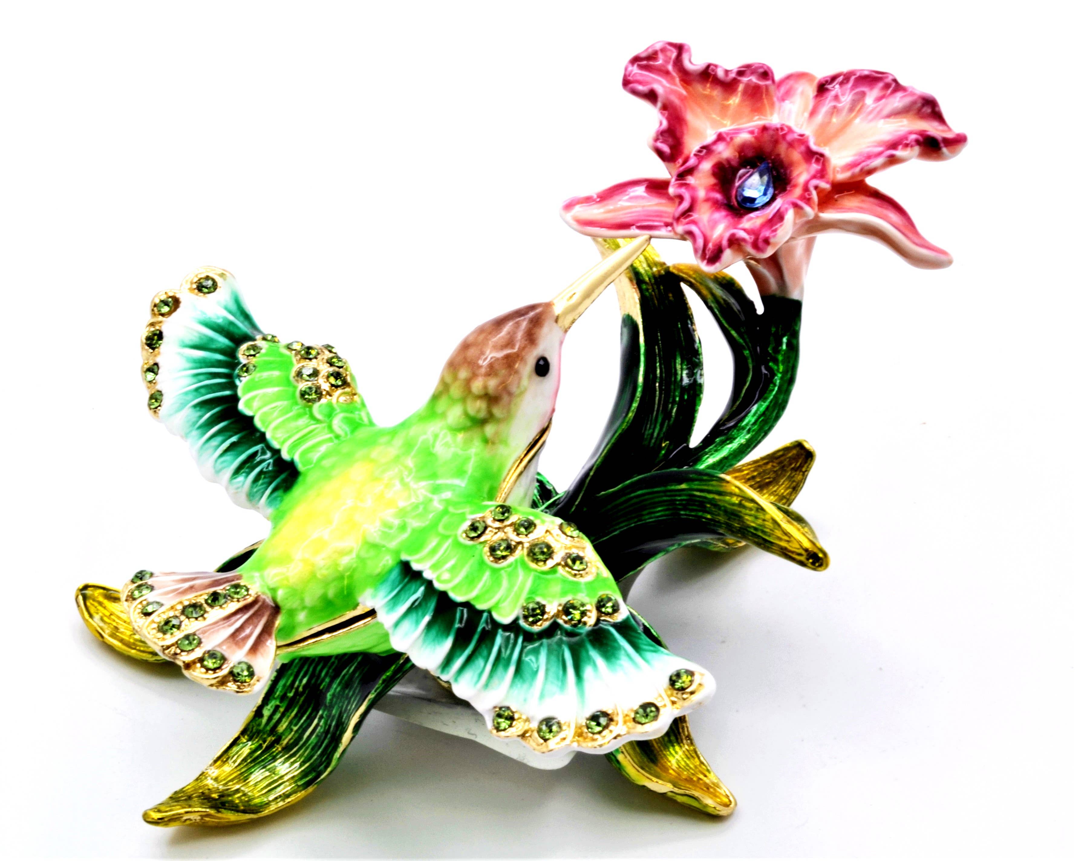 Ciel Collectables - Wholesale Jewelry Box/Organizer - Flying Humming Bird on Branch Trinket Box.Made with Enamel4