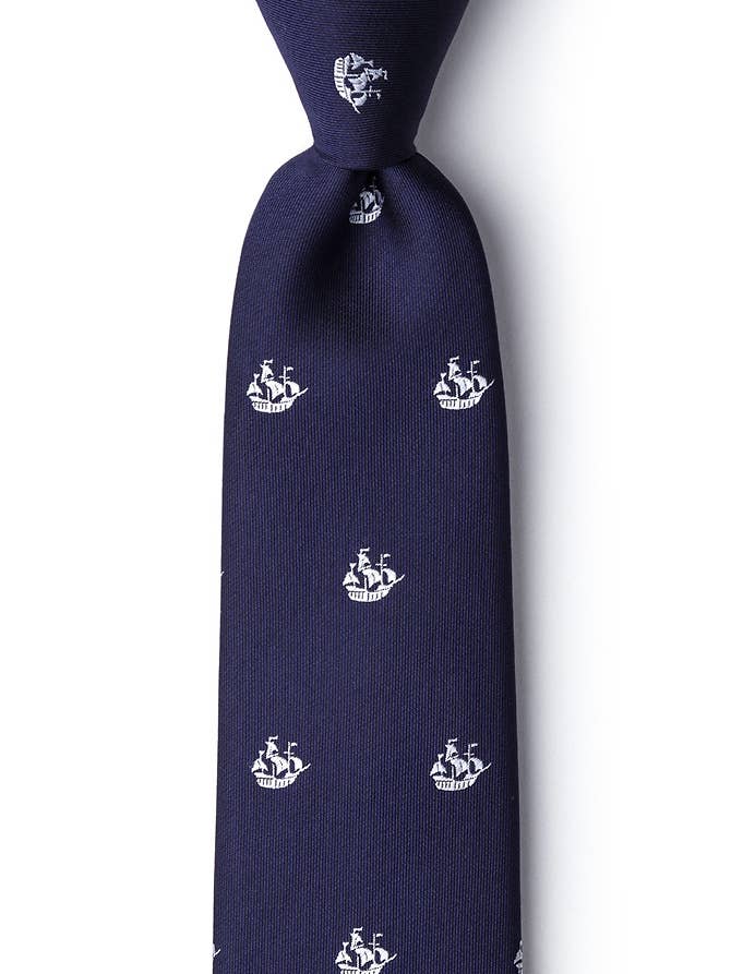 Ships Ahoy Extra Long Tie - Navy Blue Microfiber for wholesale by Wild Ties