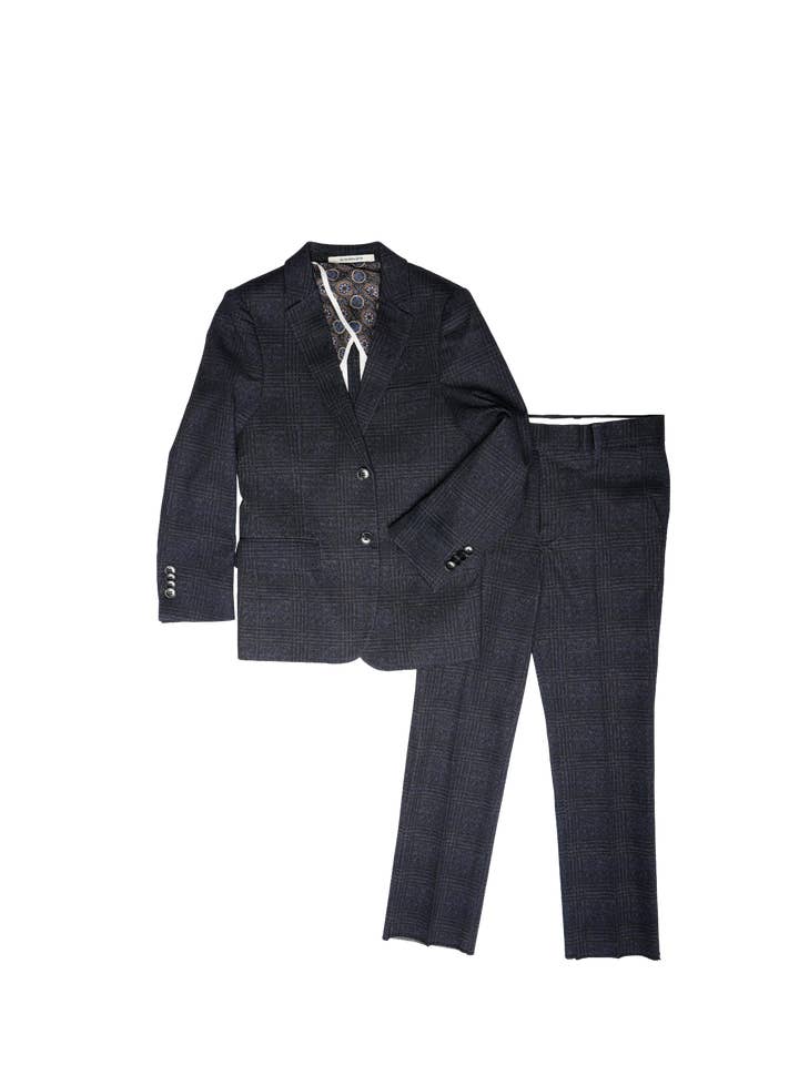 ST2743 - Boy's Plaid Textured Slim Fit 2PC Suit for wholesale by Isaac Mizrahi