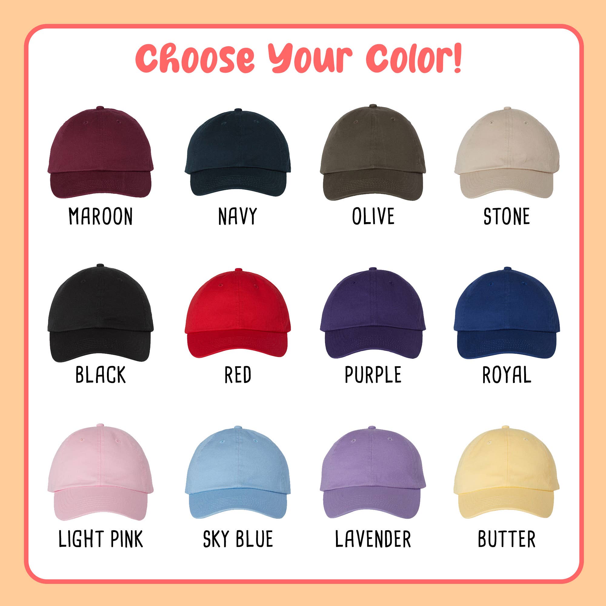 Lucky Luna Apparel – wholesale Baseball cap – Unisex – Custom Text Regular Block Front and Back Embroidered Dad Hat1