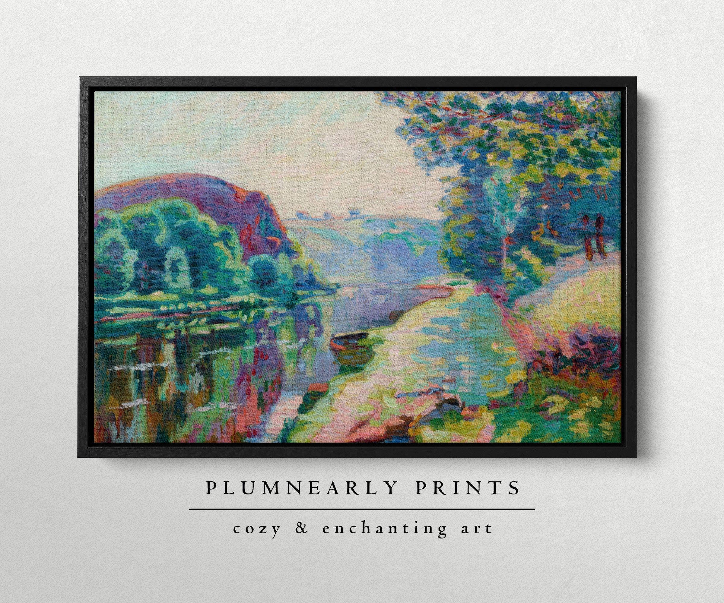 Plumnearly Prints - Wholesale Canvas Art - Periwinkle Purple Landscape Painting Framed Canvas Art 354