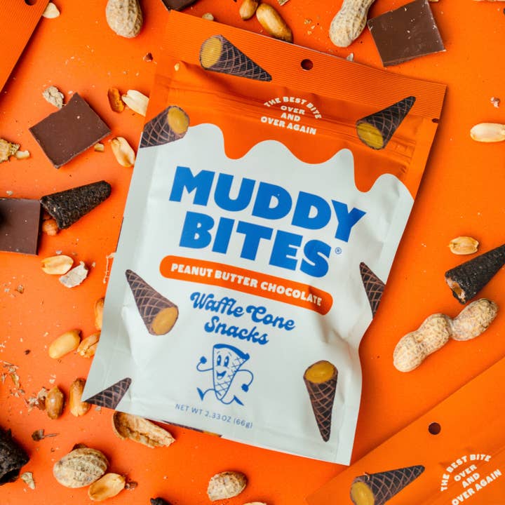 Muddy Bites - Wholesale Cookie - Peanut Butter Chocolate Waffle Cone Snacks