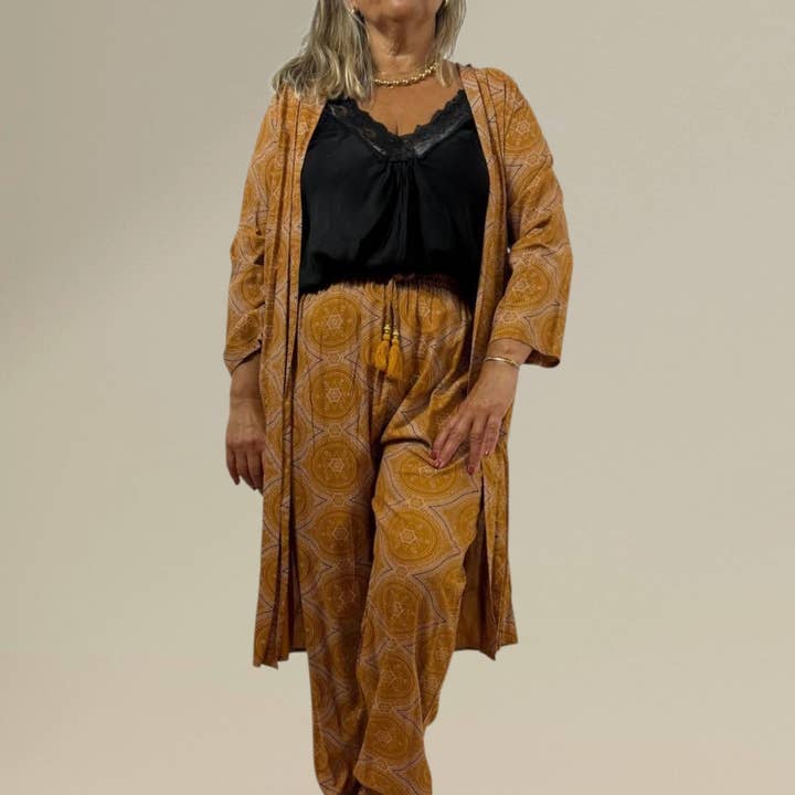 Nola Harmony Set – bordo Boho Kimono & Trousers 2164 for wholesale by Nola by bijusol