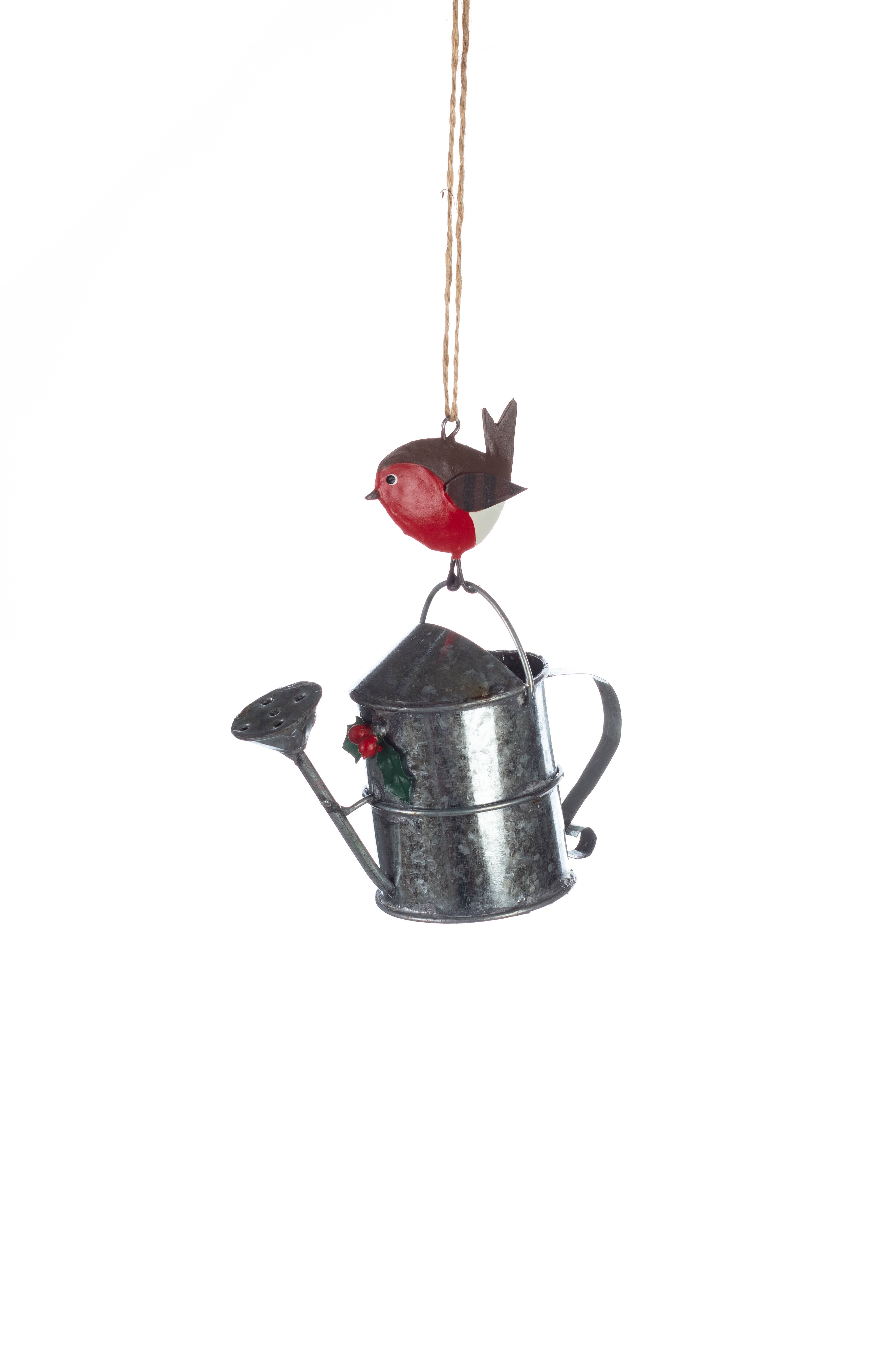 Shoeless Joe Ltd – wholesale Ornament – Watering Can with Robin0