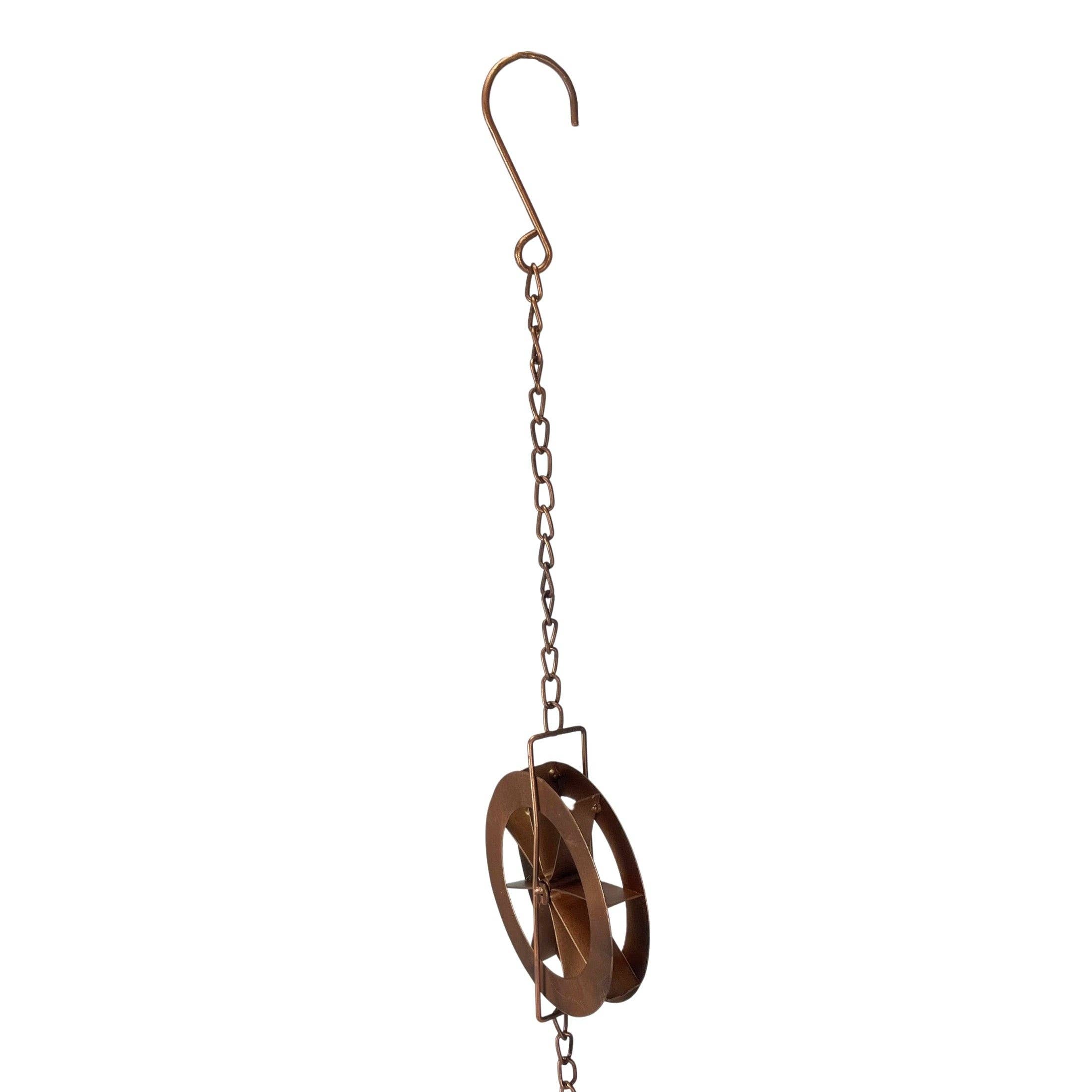 Zeckos - Wholesale Outdoor Ornament/Decor - 78-Inch Metal Rain Chain with 6 Water Wheels & Weighted Bell22
