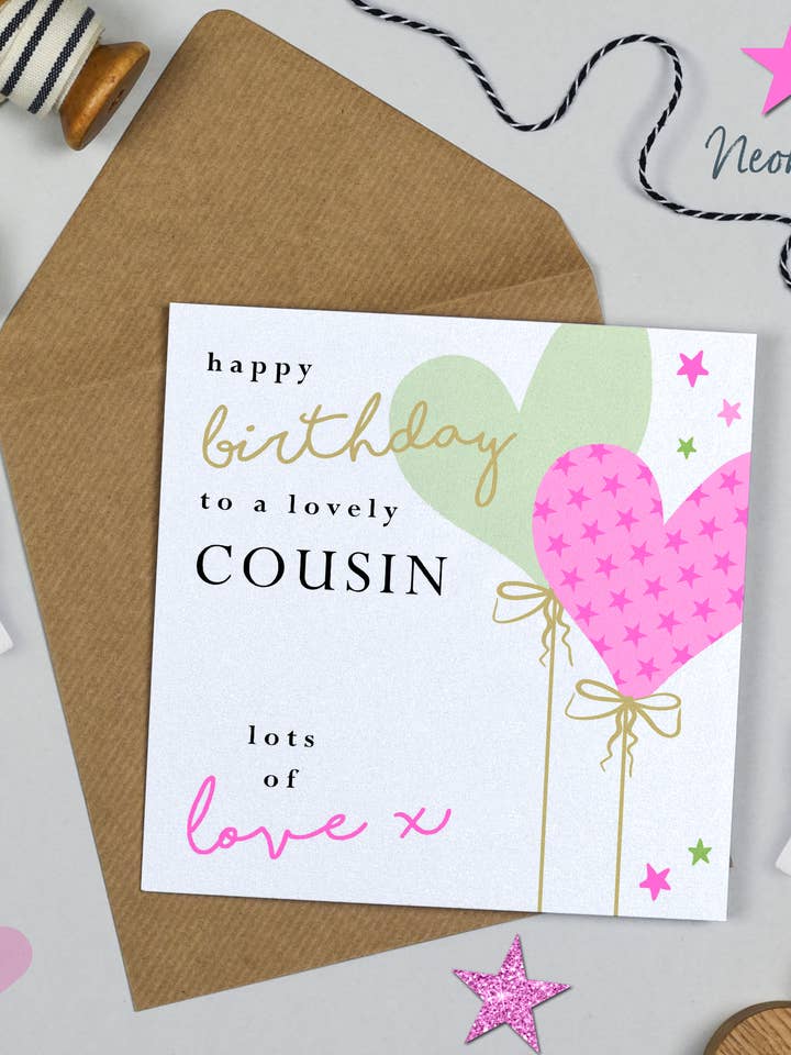 Palloncino a forma di cuore Compleanno Cugino per la vendita all'ingrosso da parte di Michelle Fiedler Design