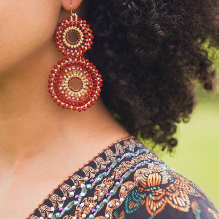 Bali Queen - Wholesale Dangle Earrings - Thai Crystal Double Circle Earrings25