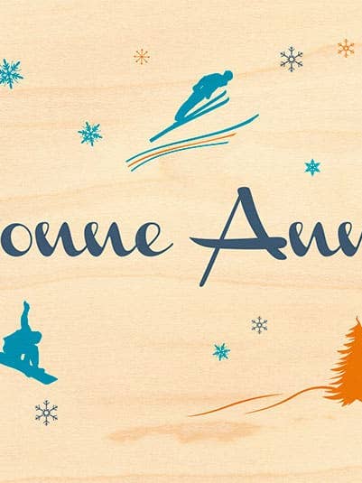 TARJETA DE FELICITACIÓN AÑO DEPORTES DE INVIERNO para venta al por mayor de Hironwoods