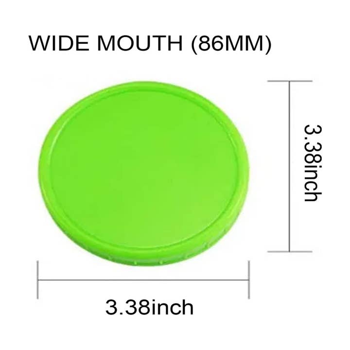 Vigor Path - Vendita all'ingrosso Contenitori per alimenti - Coperchi Mason Jar - Compatibili con Ball, Kerr e altre marche - Tappi in plastica dai colori vivaci per conserve e barattoli di conservazione - Ermetici e a prova di versamento - Confezione da 16 (bocca larga - 3,38 pollici)