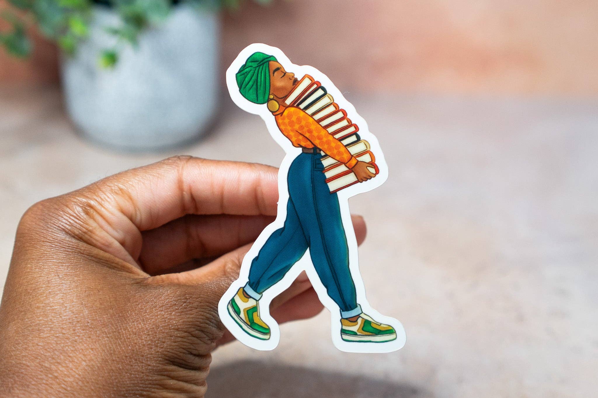 Pounded Yam Productions - Vendita all'ingrosso Adesivo - Adesivo fustellato Black Girl Book Stacks1