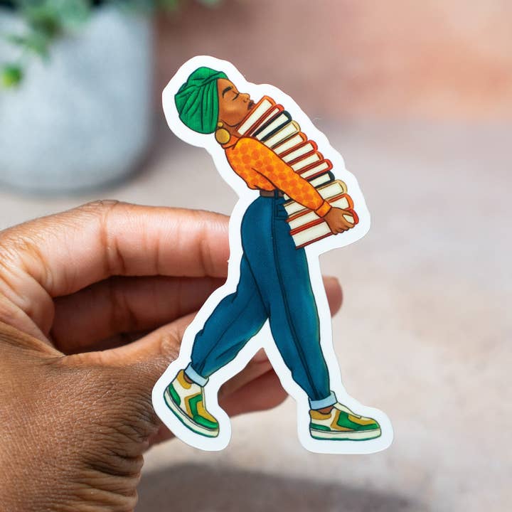 Pounded Yam Productions - Vendita all'ingrosso Adesivo - Adesivo fustellato Black Girl Book Stacks1