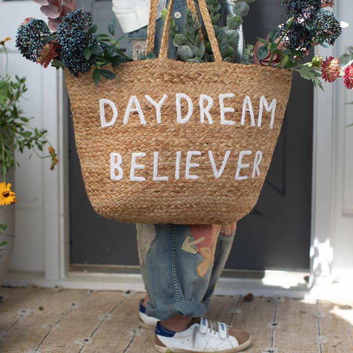 Sugarboo & Co - Wholesale Tote Bag - Women's - Large Daydream Believer Jute Tote Bag 21" x 16"