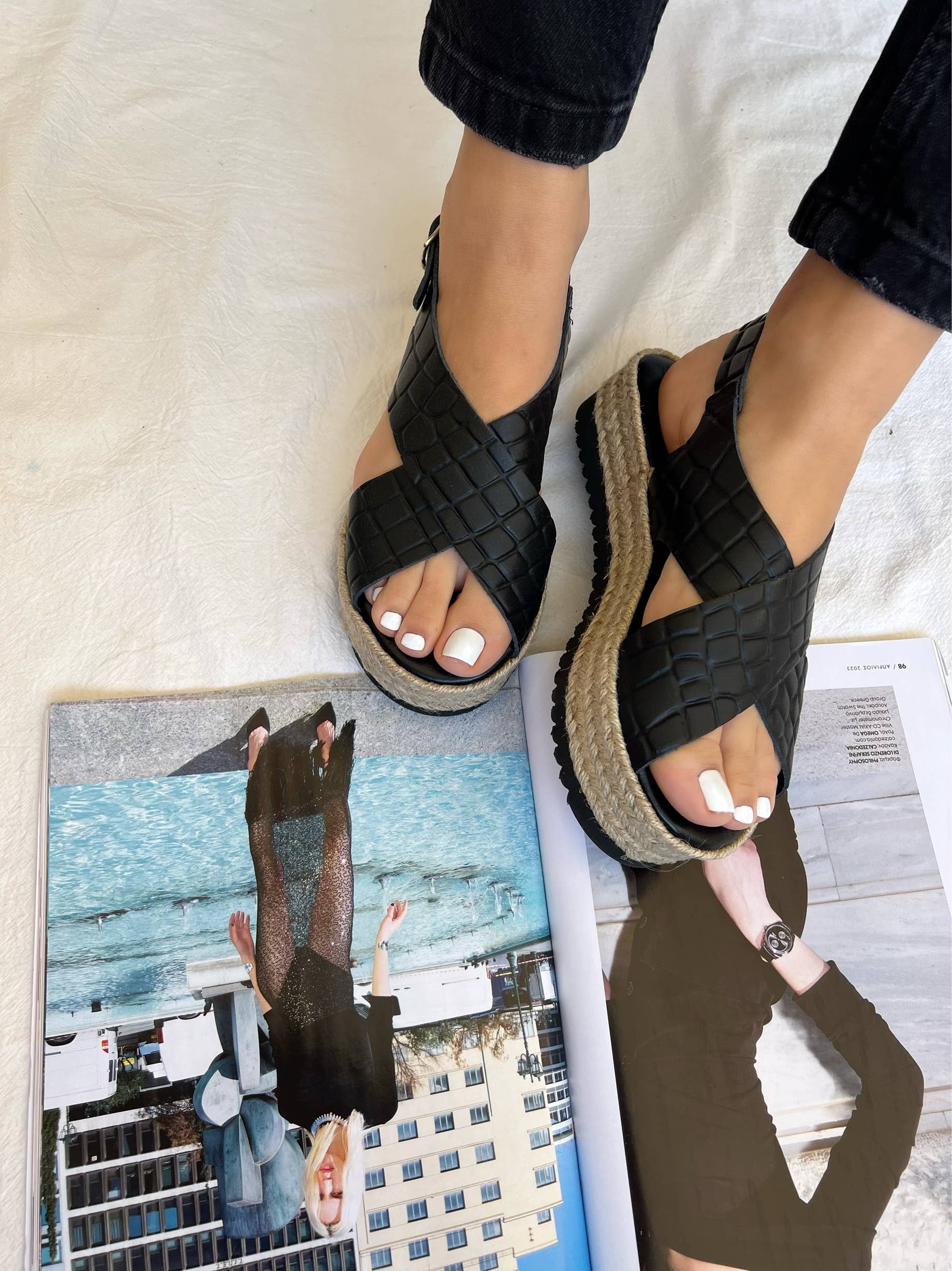 Christina Christi - Vente Sandales – femme - Sandales en cuir noires pour femmes, été, faites à la main1