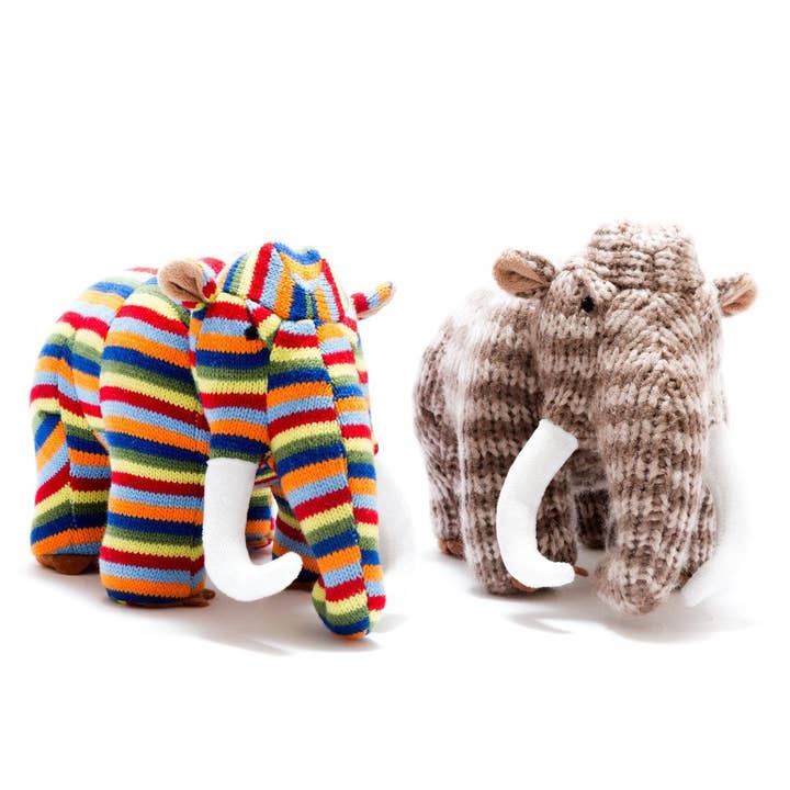 Best Years Ltd - Wholesale Stuffed/Plush Toy - Kids & Baby - Knitted Woolly Mammoth Plush Toy in Bright Stripes