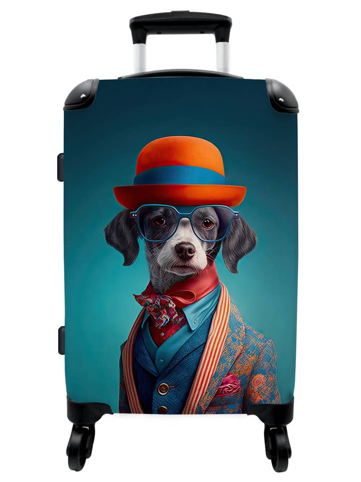 Étui - Chien - Veste - Fleurs - Portrait - Bleu pour la vente par MuchoWow