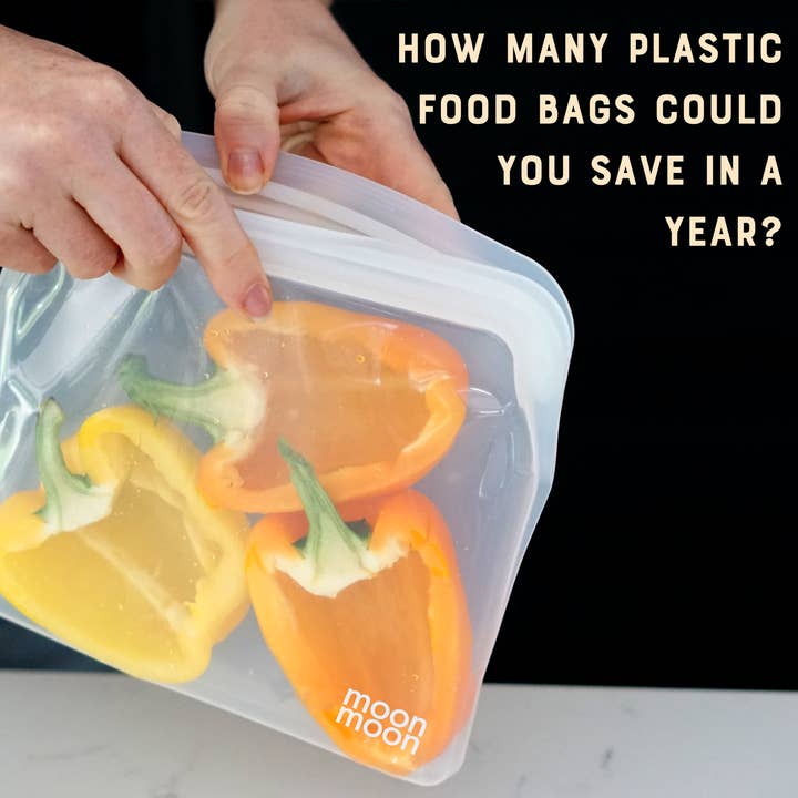 Moonmoon – wholesale Food storage wrap/bag – Reusable Silicone Food Bags - 2pk Clear 900ml6