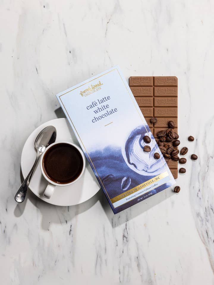 Cafè Latte White Chocolate Bar - 60g for wholesale by French Broad Chocolate