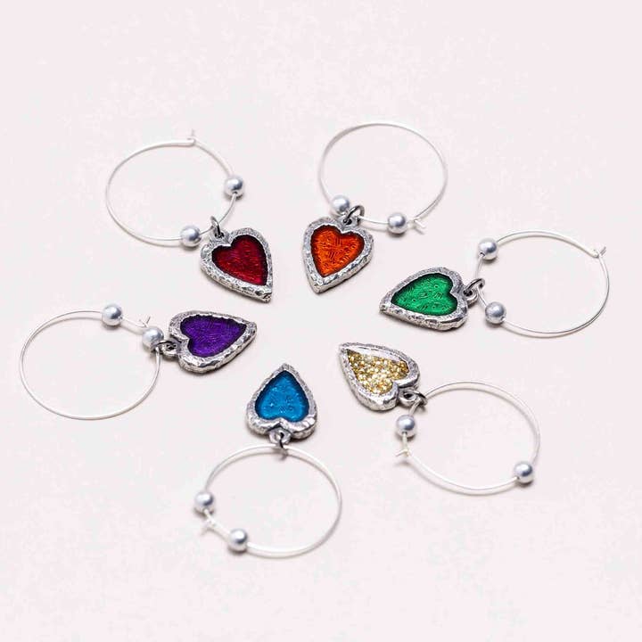 Heart Wine Glass Markers for wholesale by Danforth Pewter