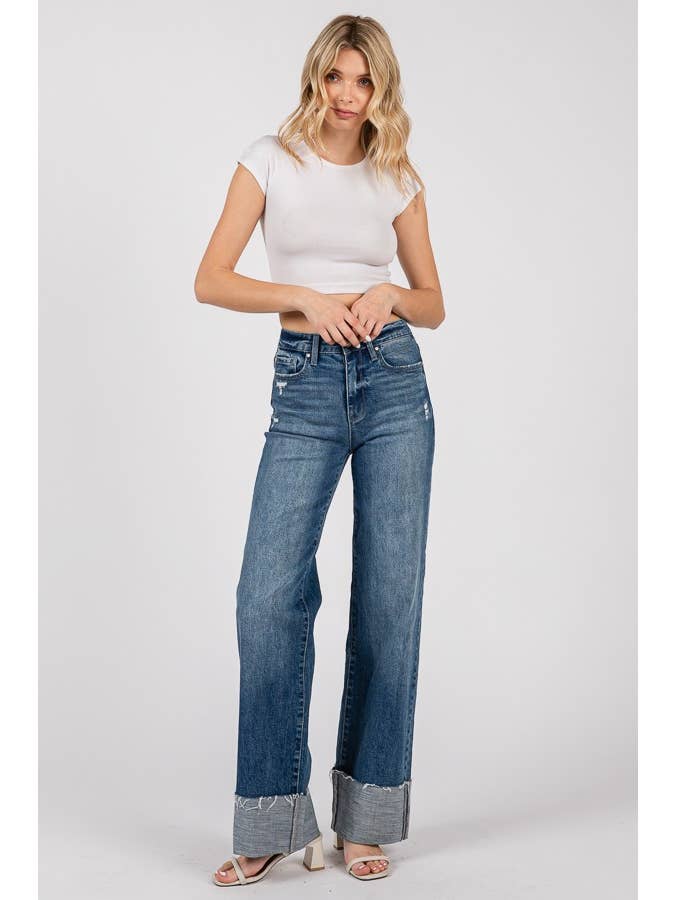 Petra153 - Wholesale Jeans - Women's - P1297T-MD COMFORT HIGH RISE LOOSE-STRAIGHT W/ CUFFED HEM3