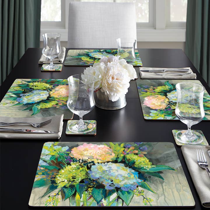 CounterArt/Highland Home/Thirstystone/CoasterStone - Wholesale Placemat - Cala Home Garden Hydrangeas Decorative Hardboard Placemats