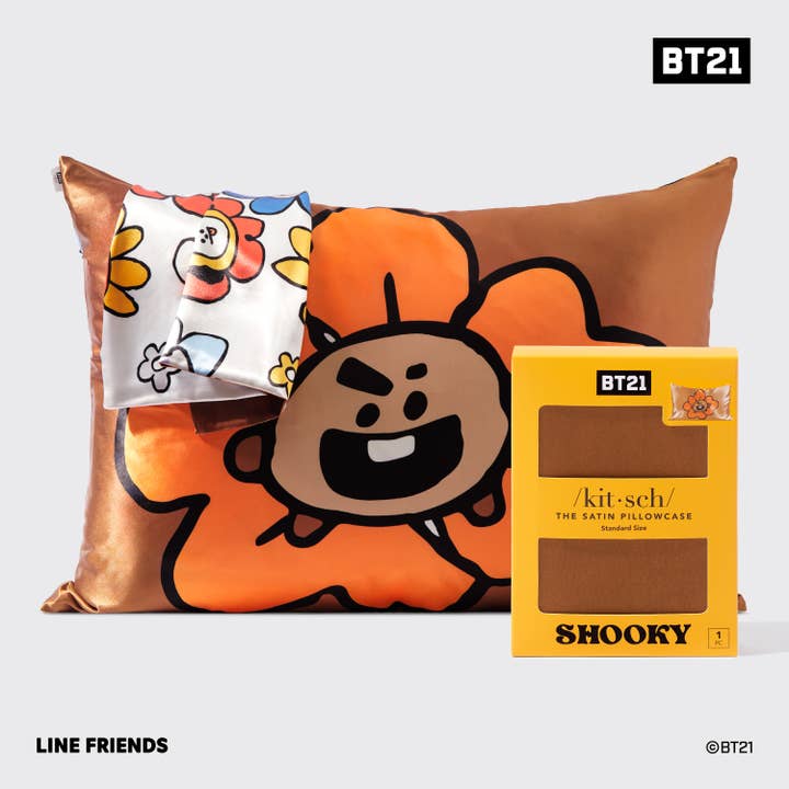 KITSCH - Venta al por mayor Fundas de almohada - Funda de almohada BT21 x Kitsch satinada estándar - Shooky