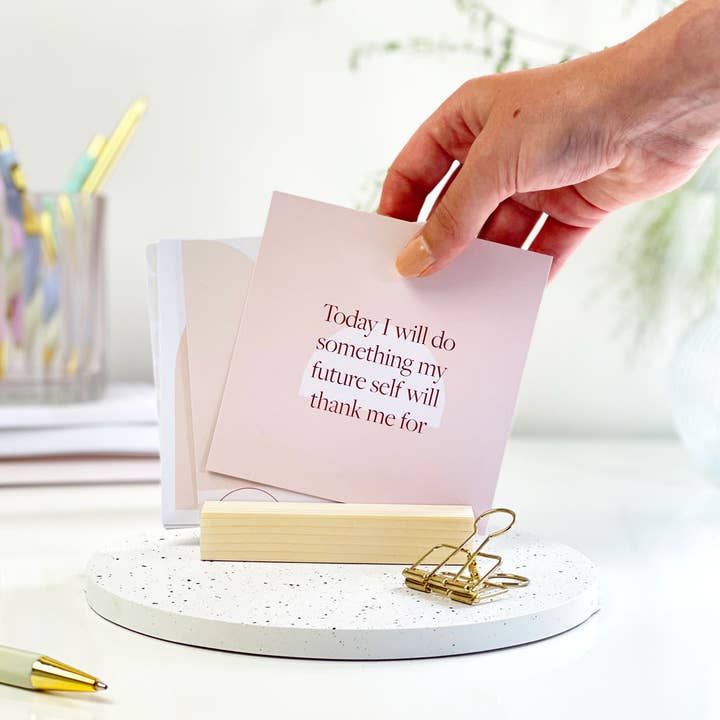 AIM Studio Co - Wholesale Stationery/notecard set - Positive Daily Affirmation Card Bundle with Wooden Holder3
