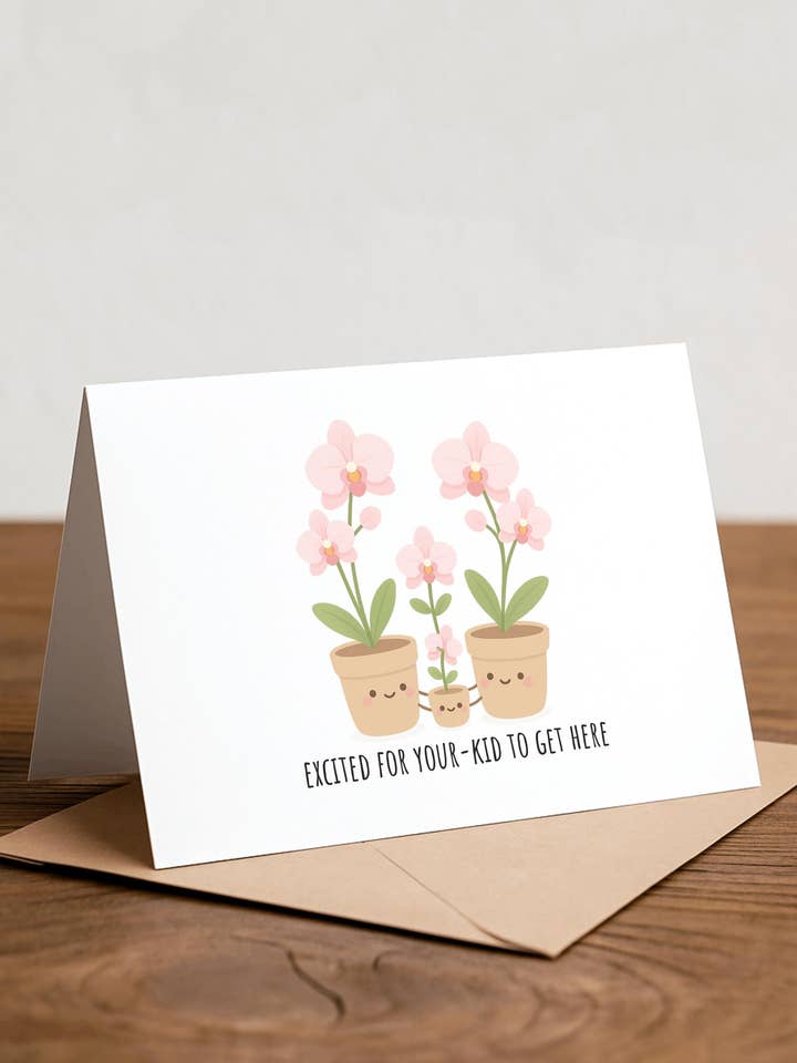 Orkidé baby shower-kort - könsavslöjande för wholesale av Chewy Lemon Studio