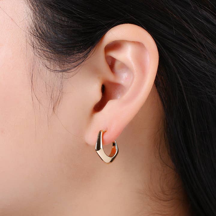 Aim Eternal - Wholesale Stud/Post Earrings - Chunky Pentagonal Design 18K Gold Earring Geometric Earring, Modern design for DIY Earring Craft Supply Jewelry Making Q4563