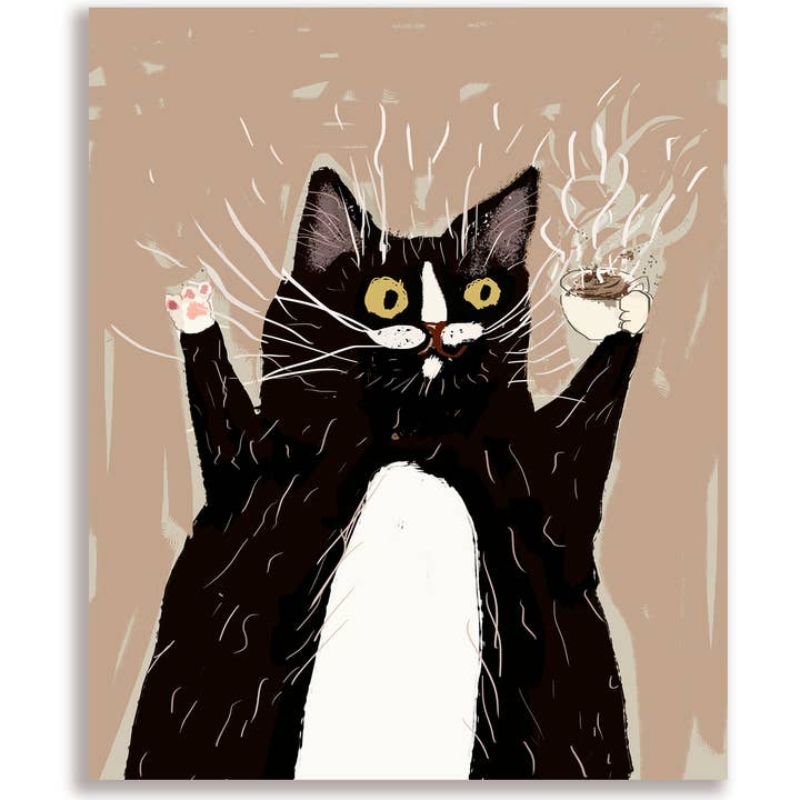 The Dancing Cat - Wholesale Everyday Greeting Card - Coffee Time Cat Card
