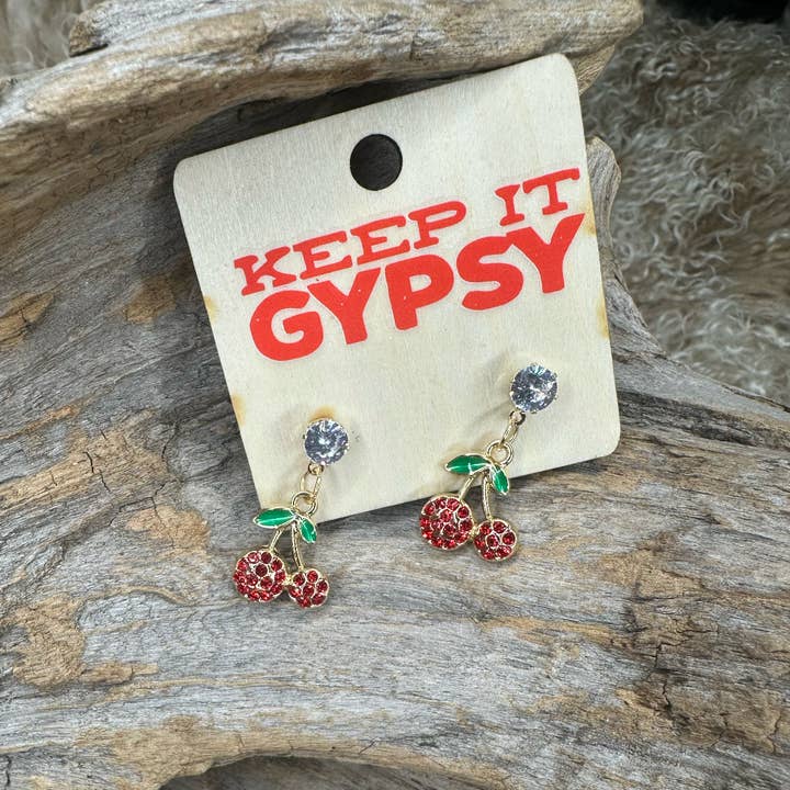 Wholesale Cherry Rhinestone Red Earrings for your store - Faire