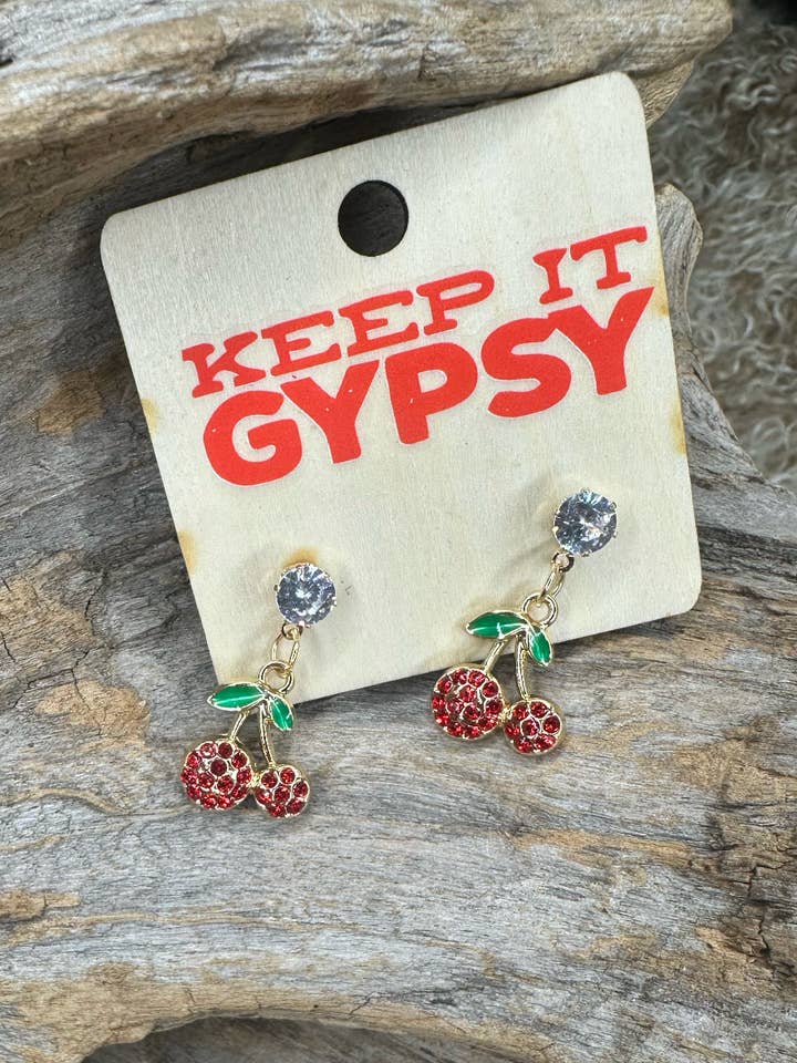Boucles d'oreilles rouges en strass cerise pour la vente par Keep it Gypsy