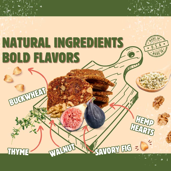 Better with Buckwheat | Maine Crisps - Wholesale Crackers - Foodservice Savory Fig & Thyme Crisps | Crackers | Artisanal3