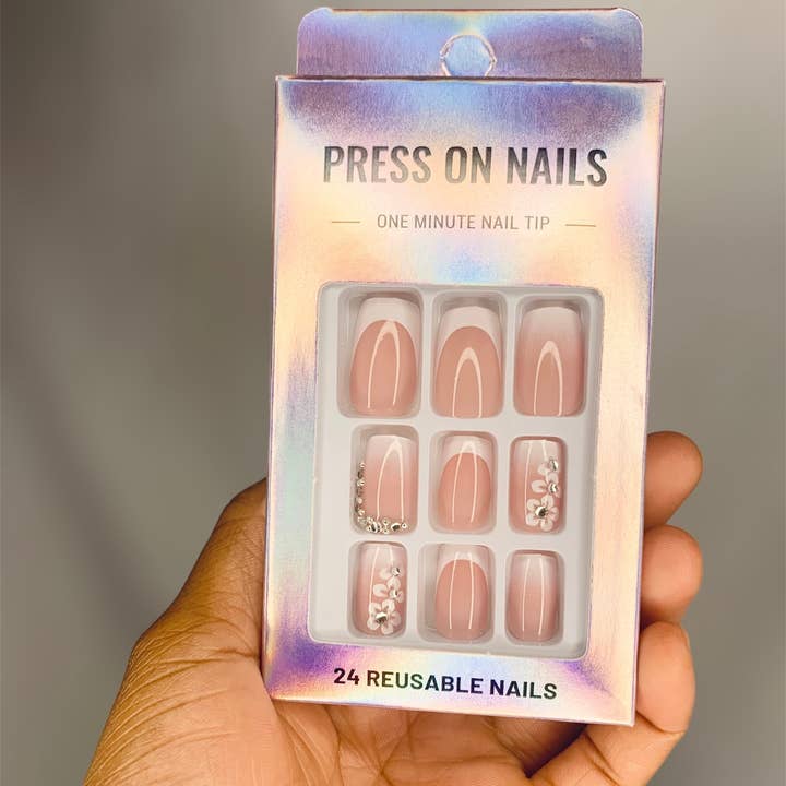 Marlea Drakior - Wholesale Press-On/Fake Nails - 24pcs French Flower Nails
