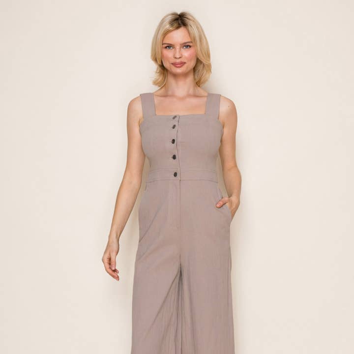 JP50263 Sleeveless Solid Knit Jumpsuit for wholesale by White Birch