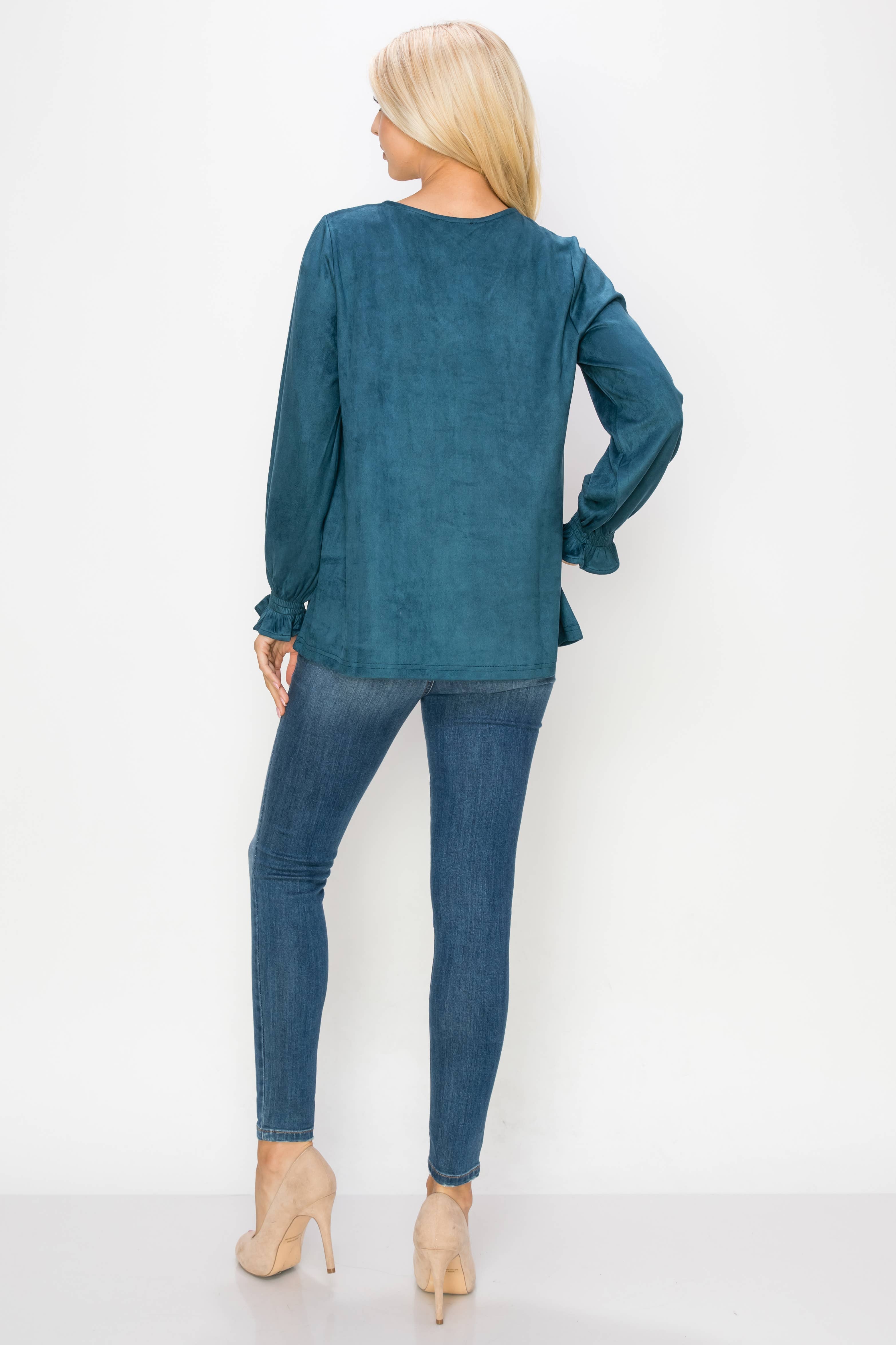 Joh Apparel - Wholesale Blouse - Women's - Abigail Stretch Suede Top4