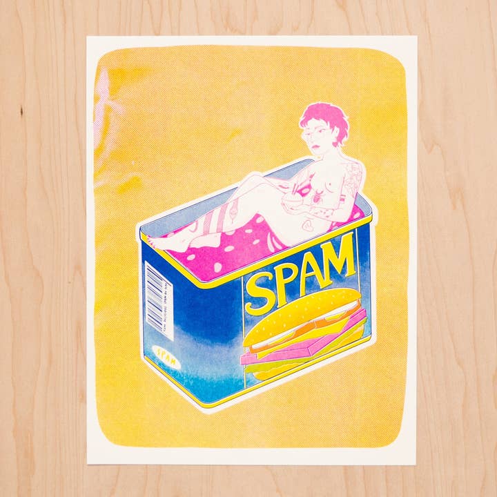 Impression Risograph Petite Amie Spam | Impression Risograph 11"x14" pour la vente par Christina Hu