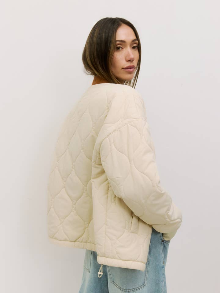 CREAM The Annie Jacket | Puffer Barn Jacket with Contrast Collar for wholesale on Faire6