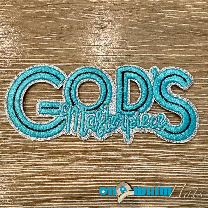 God's Masterpiece Iron-On Patch for wholesale by On a Whim Hats