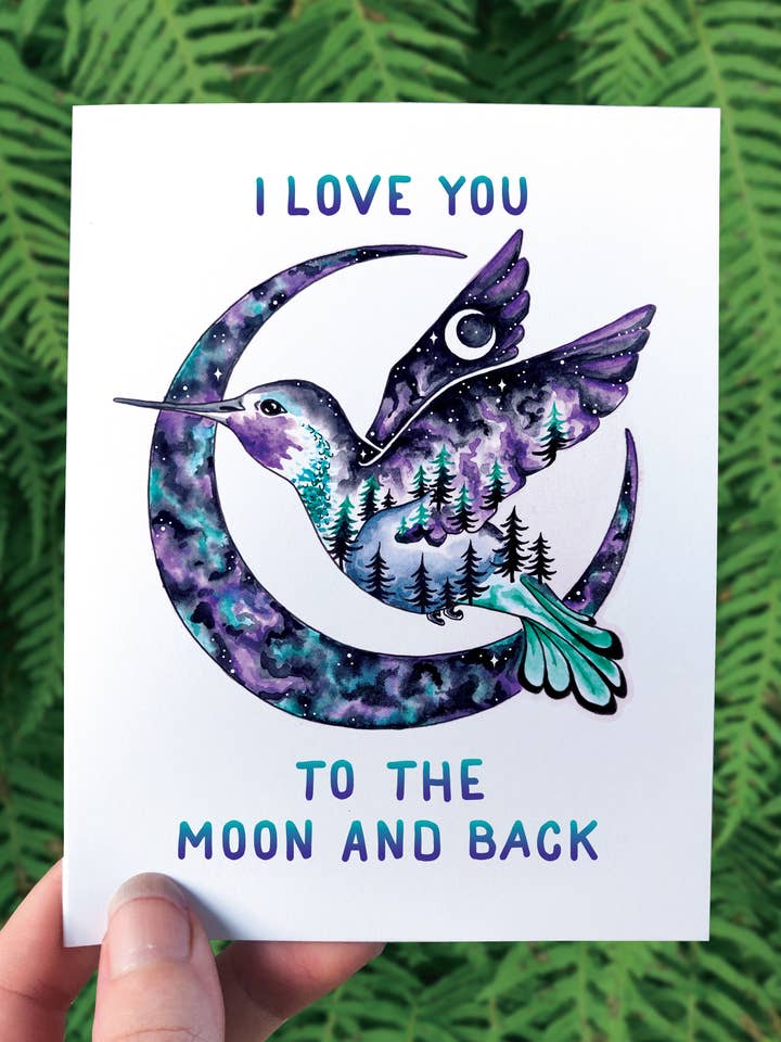 Hummingbird Forest - Wenskaart - Nature PNW Love Moon voor wholesale door Crafted from Scratch