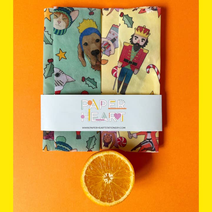 Wax Wraps - set of 2 with Christmas Designs for wholesale by Paper Heart Stationery