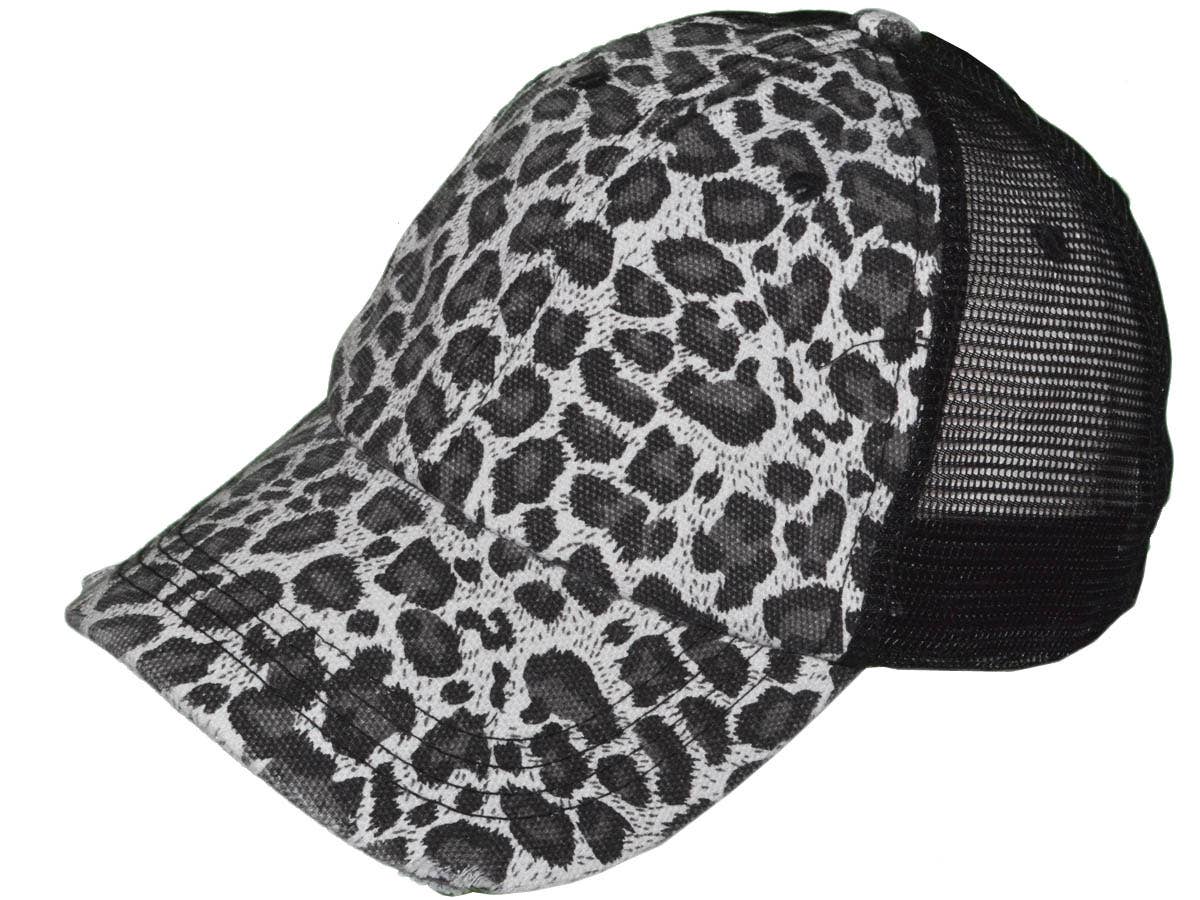 Buck Wholesale - Vente Casquette de camionneur – femme - Casquettes trucker vintage à imprimé animal, toile douce avec effet délavé et usé2